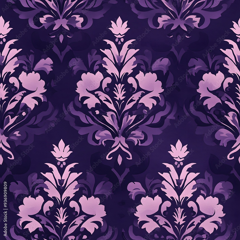 Purple Floral Damask Pattern. Purple Floral Damask Pattern.