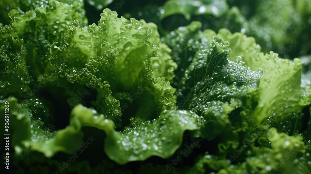 Fresh organic lettuce leaves in a close-up view, showcasing the intricate texture and vibrant green hues. The image emphasizes the natural beauty and freshness of Salad Bowl lettuce. Fresh organic lettuce leaves in a close-up view, showcasing the intricate texture and vibrant green hues. The image emphasizes the natural beauty and freshness of Salad Bowl lettuce.