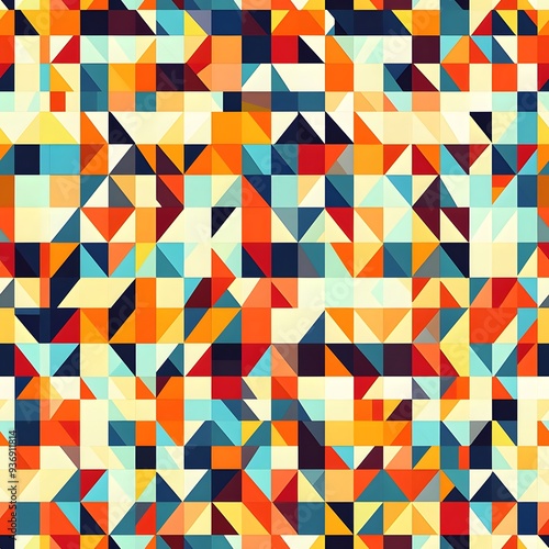 Wallpaper Mural Colorful Geometric Pattern with Squares and Triangles. Torontodigital.ca