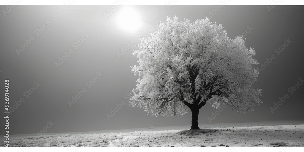 Obraz premium Serene Black and White Tree Wallpaper. Minimalist Nature