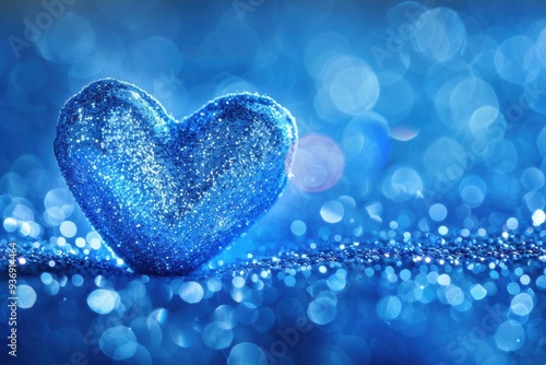 "Blue Heart of Tranquility. Heart-shaped Wallpaper with Plain Background"