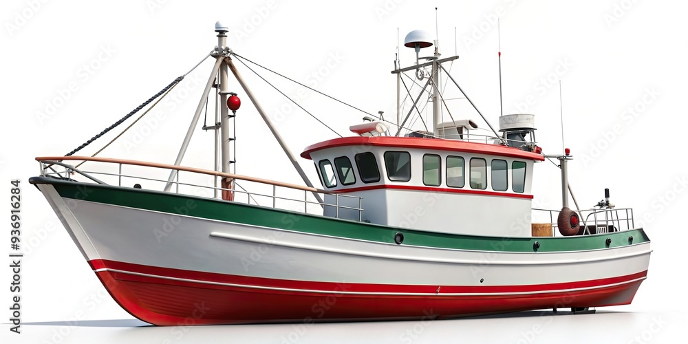 vessel,fishing boat, isolated, fishing net, seafaring, watercraft, catch of the day, symmetrical, A detailed description of the fishing boat on a white background symmetrical vessel,fishing boat, isolated, fishing net, seafaring, watercraft, catch of the day, symmetrical, A detailed description of the fishing boat on a white background symmetrical