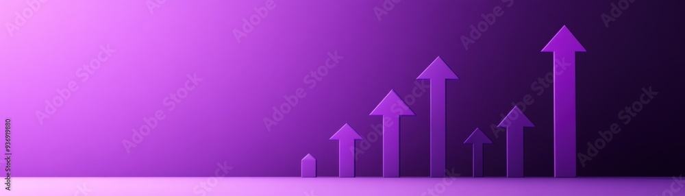 Leadership growth symbols with arrows, isolated background, 3D Blender Style, flat design, purple backdrop Leadership growth symbols with arrows, isolated background, 3D Blender Style, flat design, purple backdrop