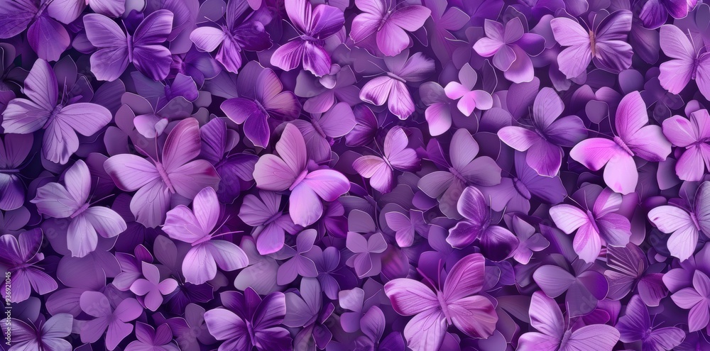 A Symphony of Purple Butterflies. Serene Nature-inspired Concept A Symphony of Purple Butterflies. Serene Nature-inspired Concept