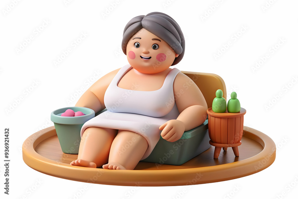 Flat Vector Illustration of Plus Size Model Enjoying Sunset on Beach Flat Vector Illustration of Plus Size Model Enjoying Sunset on Beach