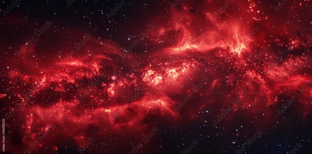 Crimson Cosmos. Red galaxy on a plain background Crimson Cosmos. Red galaxy on a plain background