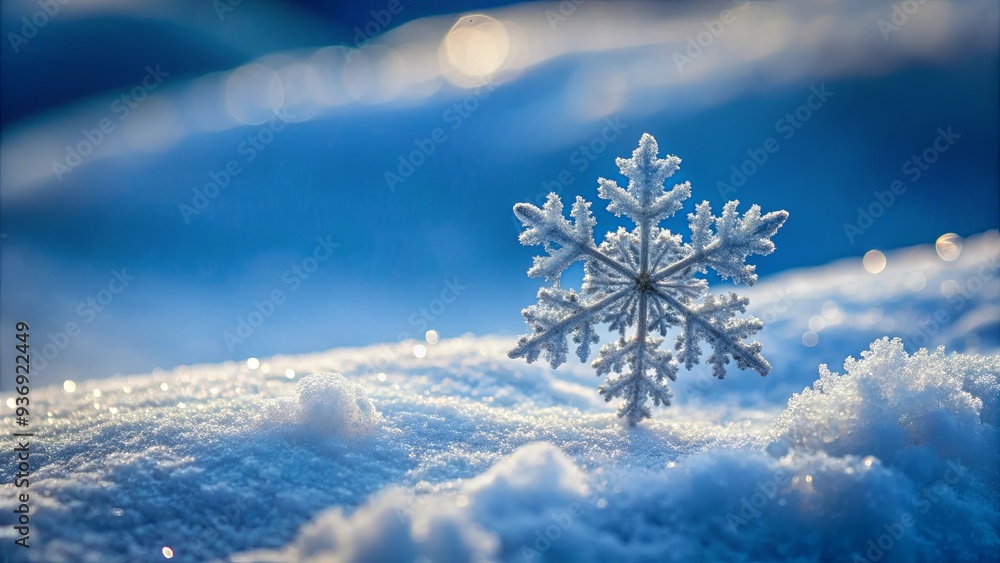 A delicate snowflake resting on a blanket of pristine snow A delicate snowflake resting on a blanket of pristine snow