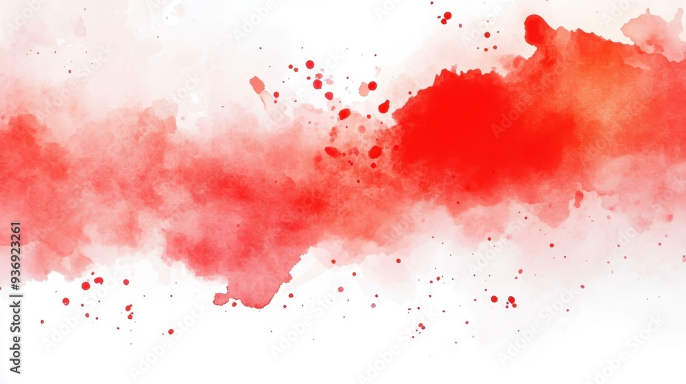 Fototapeta premium Vibrant red watercolor blends form a lively backdrop, perfect for modern art and whimsical cartoon designs.