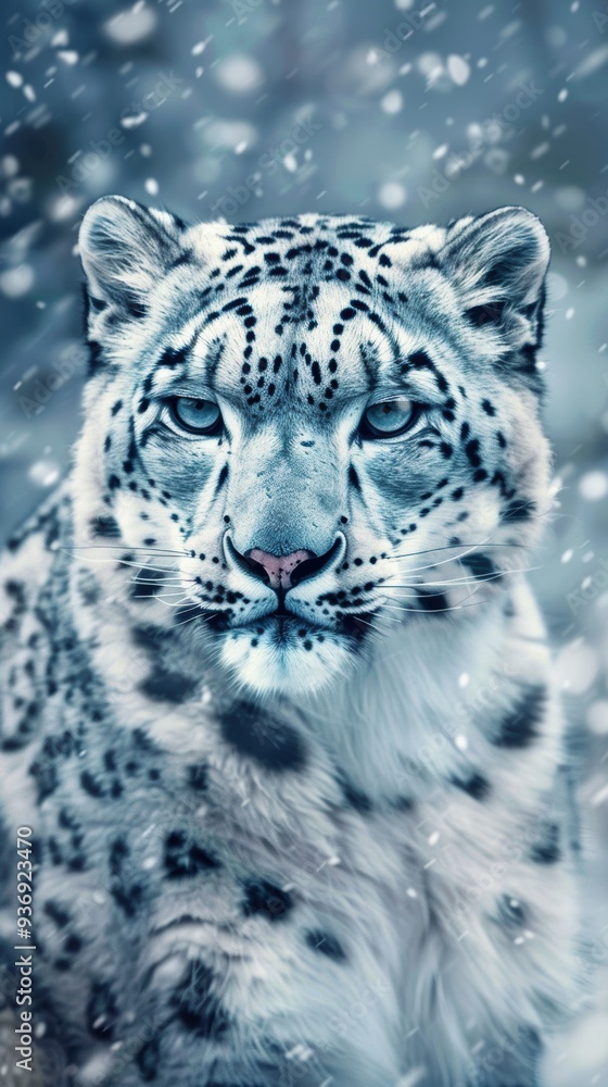 Fototapeta premium Majestic Snow Leopard. Wildlife Conservation concept