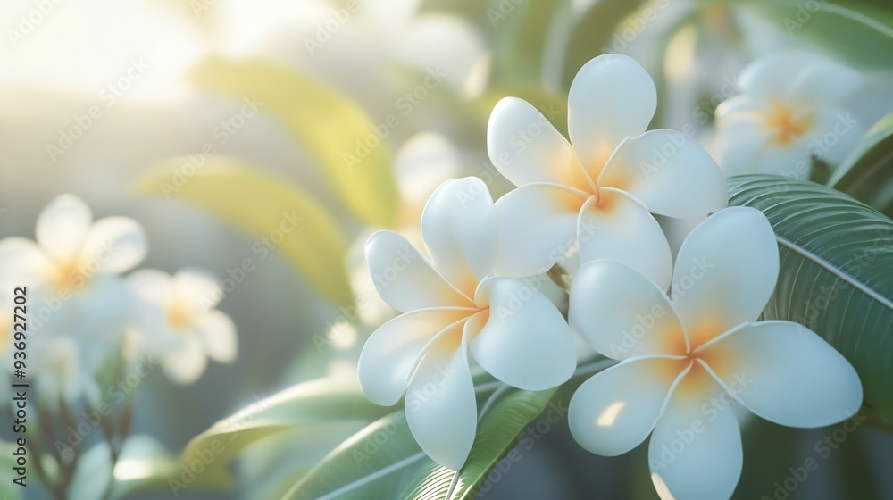 Delicate White Plumeria Flowers in Soft Light Delicate White Plumeria Flowers in Soft Light