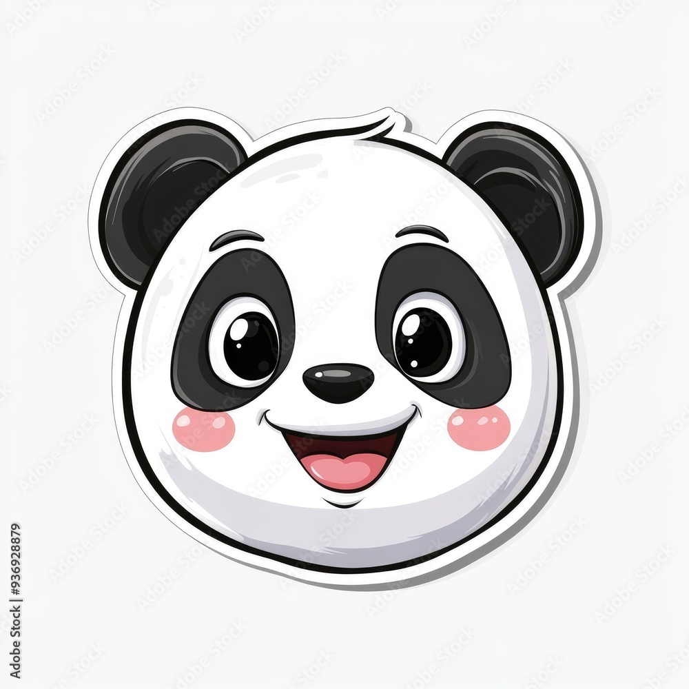 Cute cheerful panda face sticker illustration with a bright white background perfect for adding charm to any stationery or decoration Cute cheerful panda face sticker illustration with a bright white background perfect for adding charm to any stationery or decoration