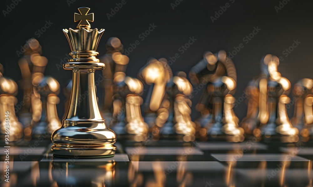 King golden chess standing confront of the silver chess team to challenge concepts of leadership and business strategy management and leadership. King golden chess standing confront of the silver chess team to challenge concepts of leadership and business strategy management and leadership.