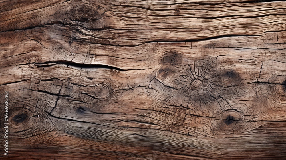 Detailed background of weathered wood grain with knots and cracks Detailed background of weathered wood grain with knots and cracks