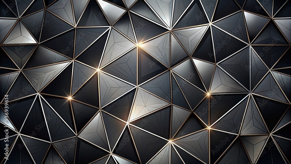 Luxury dark polygonal pattern with silver triangle lines and low poly gradient shapes for rich poster designs Luxury dark polygonal pattern with silver triangle lines and low poly gradient shapes for rich poster designs