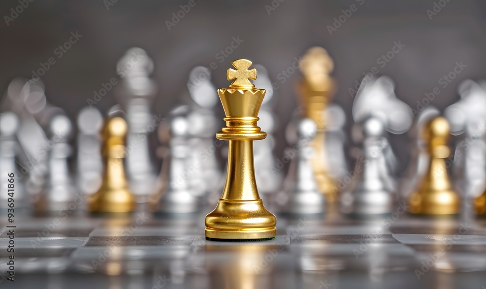 King golden chess standing confront of the silver chess team to challenge concepts of leadership and business strategy management and leadership. King golden chess standing confront of the silver chess team to challenge concepts of leadership and business strategy management and leadership.