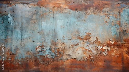 Detailed background of weathered, rusted metal with patina