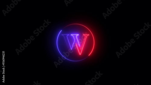 Wallpaper Mural Letter concept. glowing neon letter a two -color trendy glowing loop neon alphabet letter W animation on black background. Torontodigital.ca