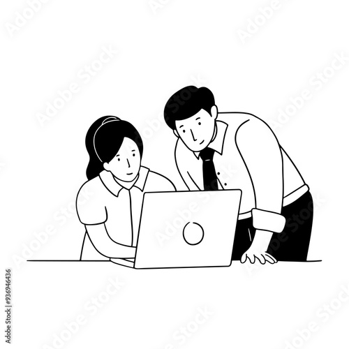 Office worker working on laptop