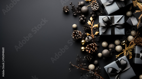 Christmas lights, christmas lights on a black background, christmas tree decorations