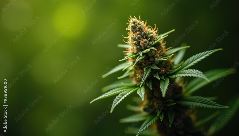 Close-up of a cannabis plant bud, showcasing its vibrant green leaves and rich texture, perfect for topics related to health, wellness, and sustainable agriculture. Close-up of a cannabis plant bud, showcasing its vibrant green leaves and rich texture, perfect for topics related to health, wellness, and sustainable agriculture.