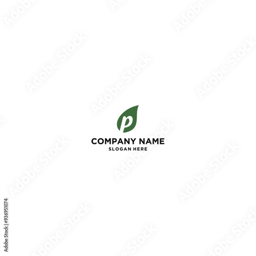 letter P leaf logo Stock Vector