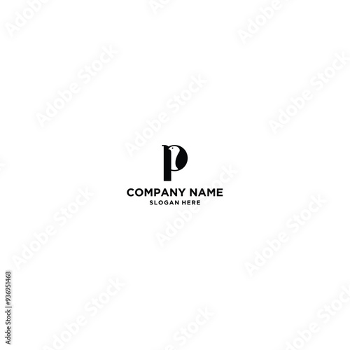 letter P penguin logo Stock Vector