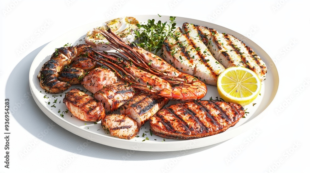 Grilled Seafood Platter with Lemon and Herbs Grilled Seafood Platter with Lemon and Herbs