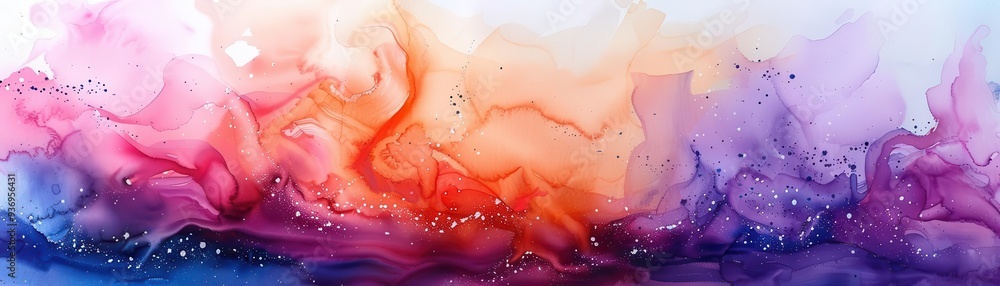 Fototapeta premium Abstract watercolor painting, Cyberpunk, Bright, Watercolor, Highlighting artistic expression
