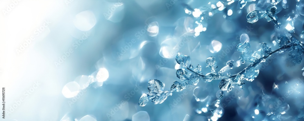 blue background with bunch ice crystals blue background with bunch ice crystals