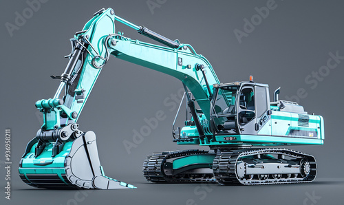 excavator on white background