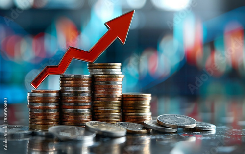 economic growth shows coins and chart