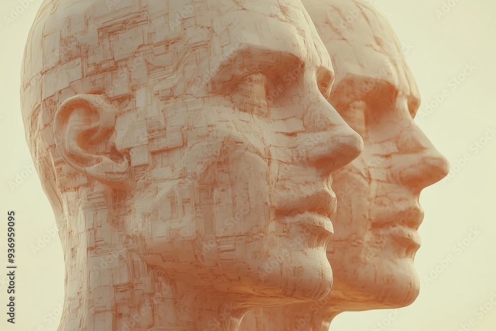 custom made wallpaper toronto digitalDigital sculpture of multiple human heads representing the complexity and diversity of thought in a modern interconnected world