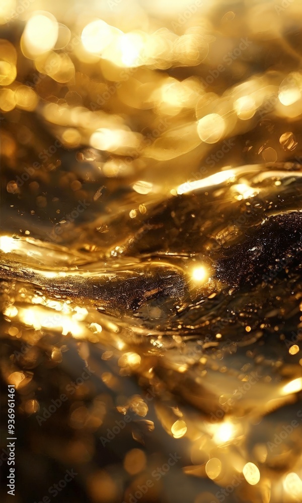 Naklejka premium close up gold colored water
