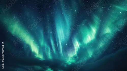 Wallpaper Mural Aurora Borealis in night sky, Fantasy, Bright, Watercolor, Emphasizing natural wonder Torontodigital.ca