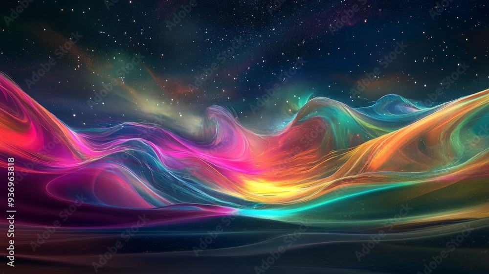 Whimsical Abstract Aurora: Surreal Northern Lights-Inspired Scene Whimsical Abstract Aurora: Surreal Northern Lights-Inspired Scene