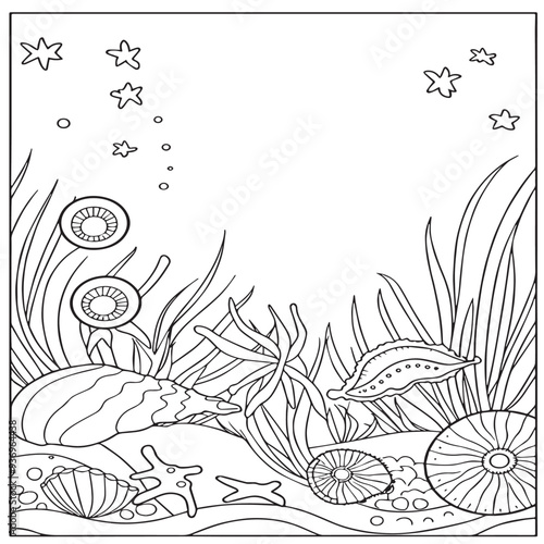 Fish Coloring page for baby coloring book, vector Illustration seawater cute fishes activity worksheet for children.