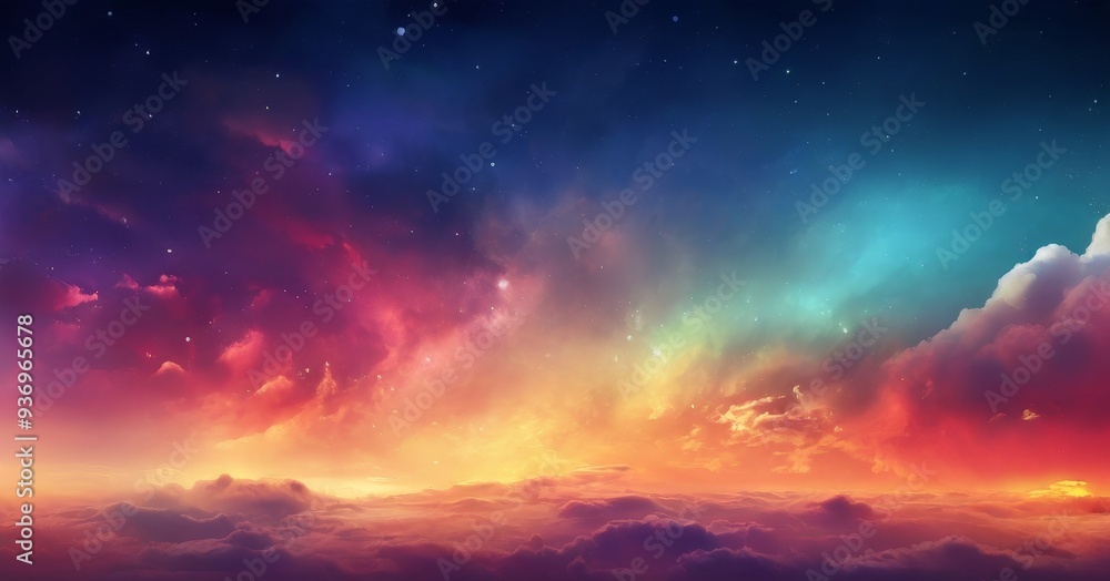colorful sky with clouds and stars colorful sky with clouds and stars