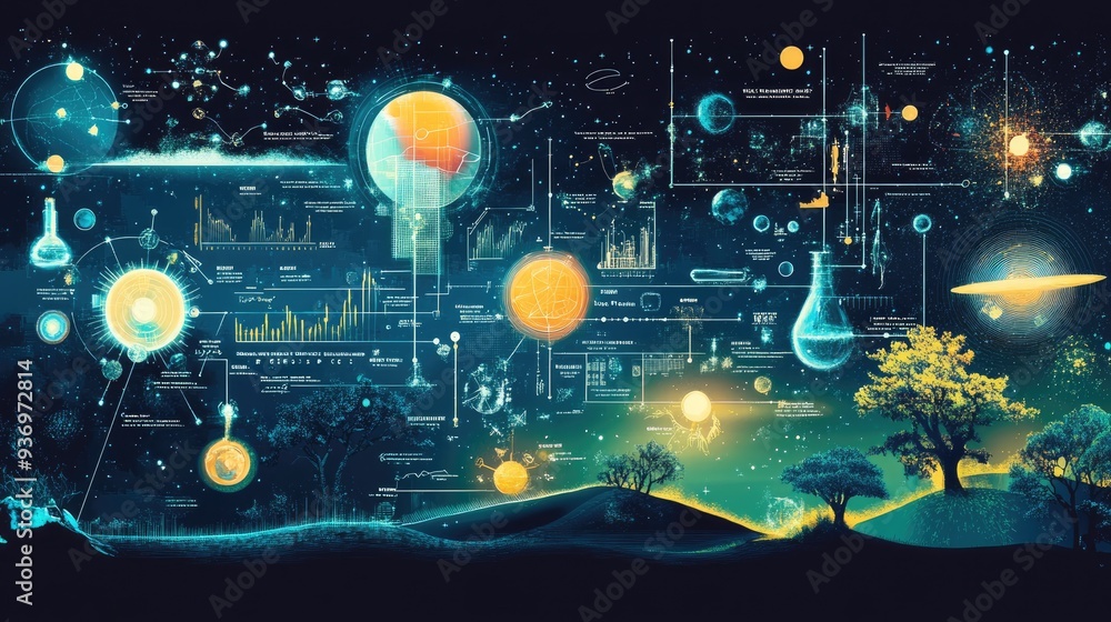 Abstract Digital Landscape with Futuristic Data Abstract Digital Landscape with Futuristic Data