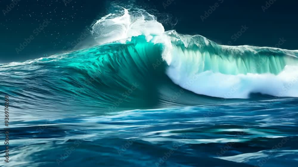 Experience the beauty of ocean waves at twilight on a calm shore Experience the beauty of ocean waves at twilight on a calm shore