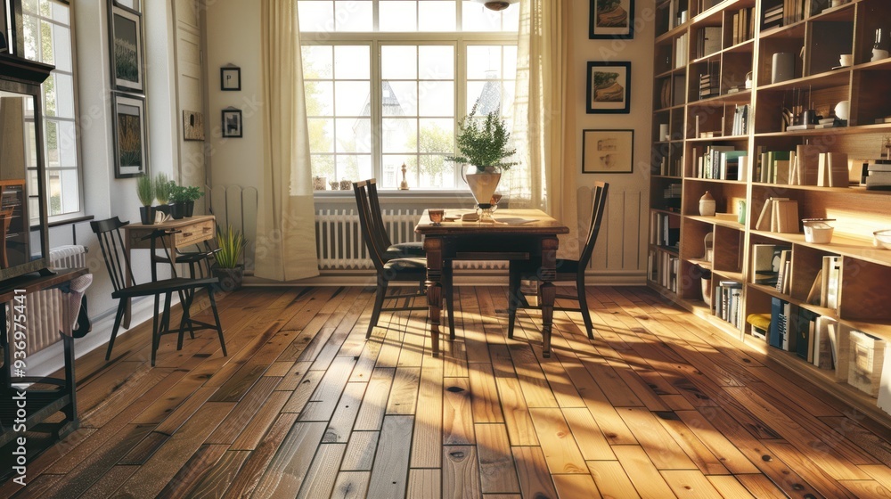 Sunlight Streaming Through a Window in a Cozy Dining Room Sunlight Streaming Through a Window in a Cozy Dining Room