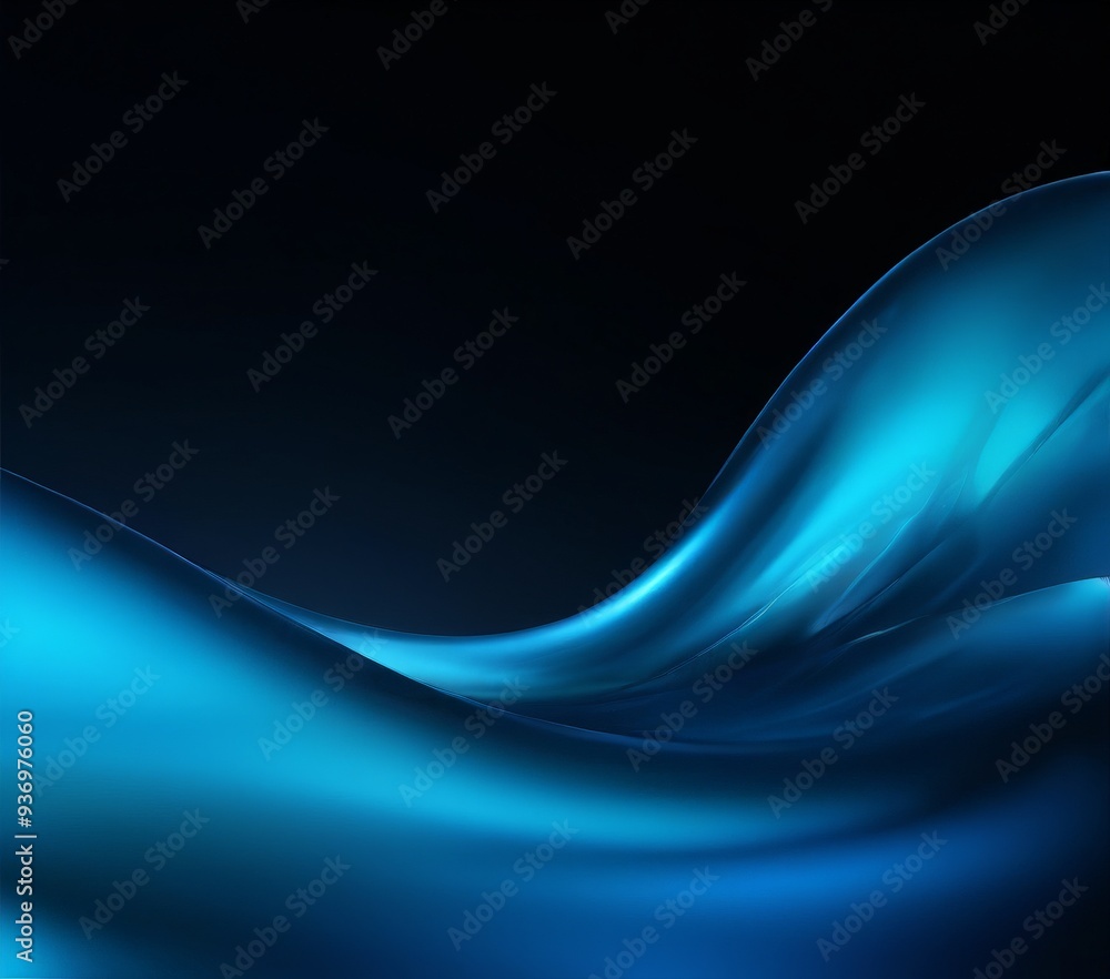 Obraz premium blue wave liquid on black background