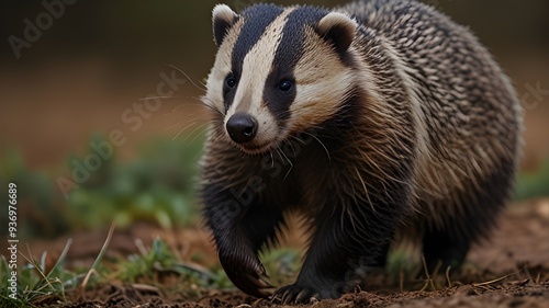 "European Badger in Natural Stance