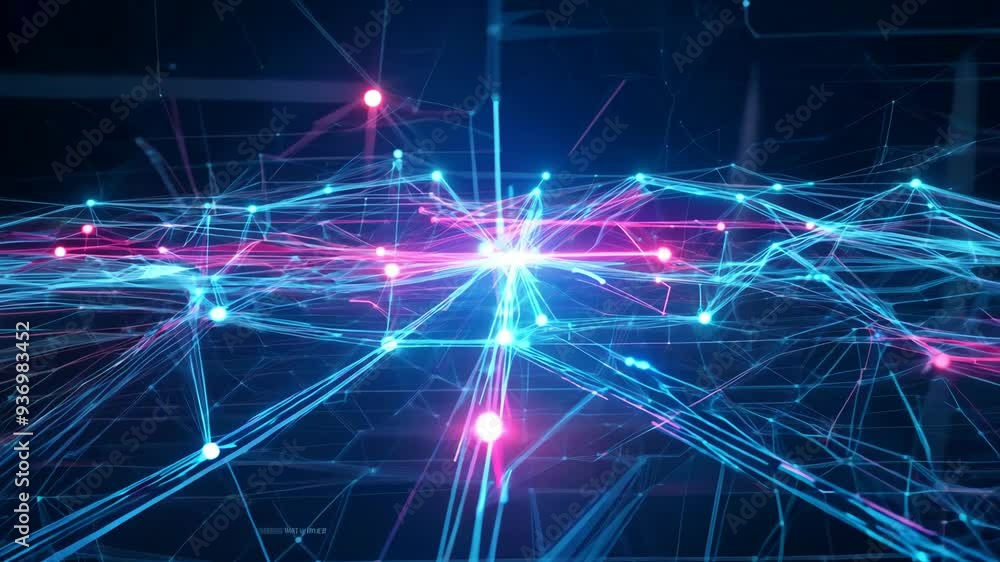 Exploring the vibrant connections of a digital network grid in an abstract visualization Exploring the vibrant connections of a digital network grid in an abstract visualization