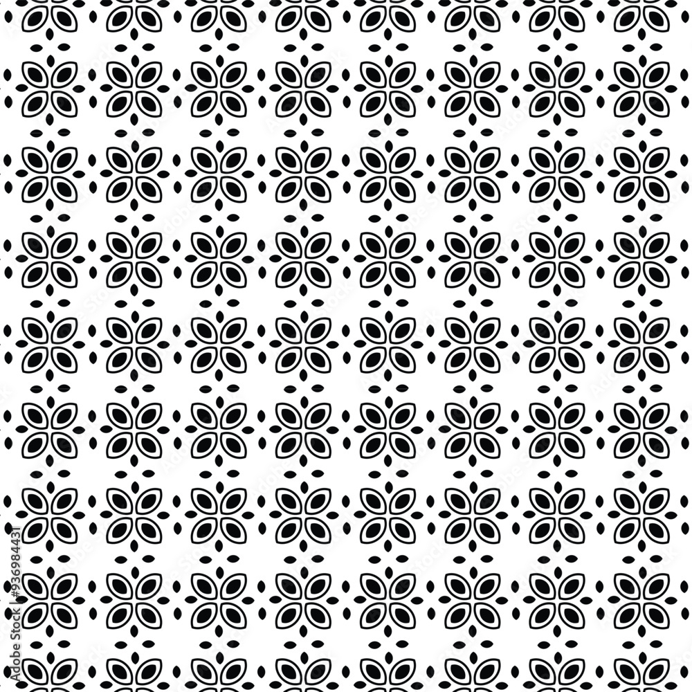 Geometric floral set of seamless patterns. Black and white vector backgrounds.
Geometric floral set of seamless patterns. Black and white vector backgrounds.