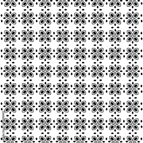 Geometric floral set of seamless patterns. Black and white vector backgrounds. 