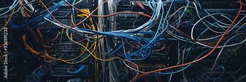 Disordered Network Structure Formed by Intertwined Cables in a Server Rack