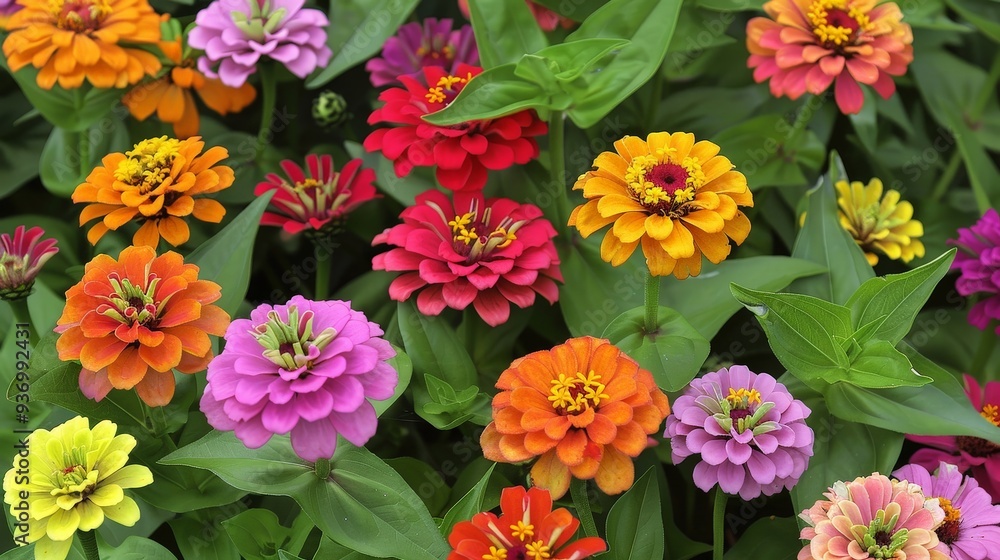 The cheerful blooms of zinnias add a burst of color to summer gardens. The cheerful blooms of zinnias add a burst of color to summer gardens.