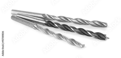 Fotografie Many different drill bits isolated on white