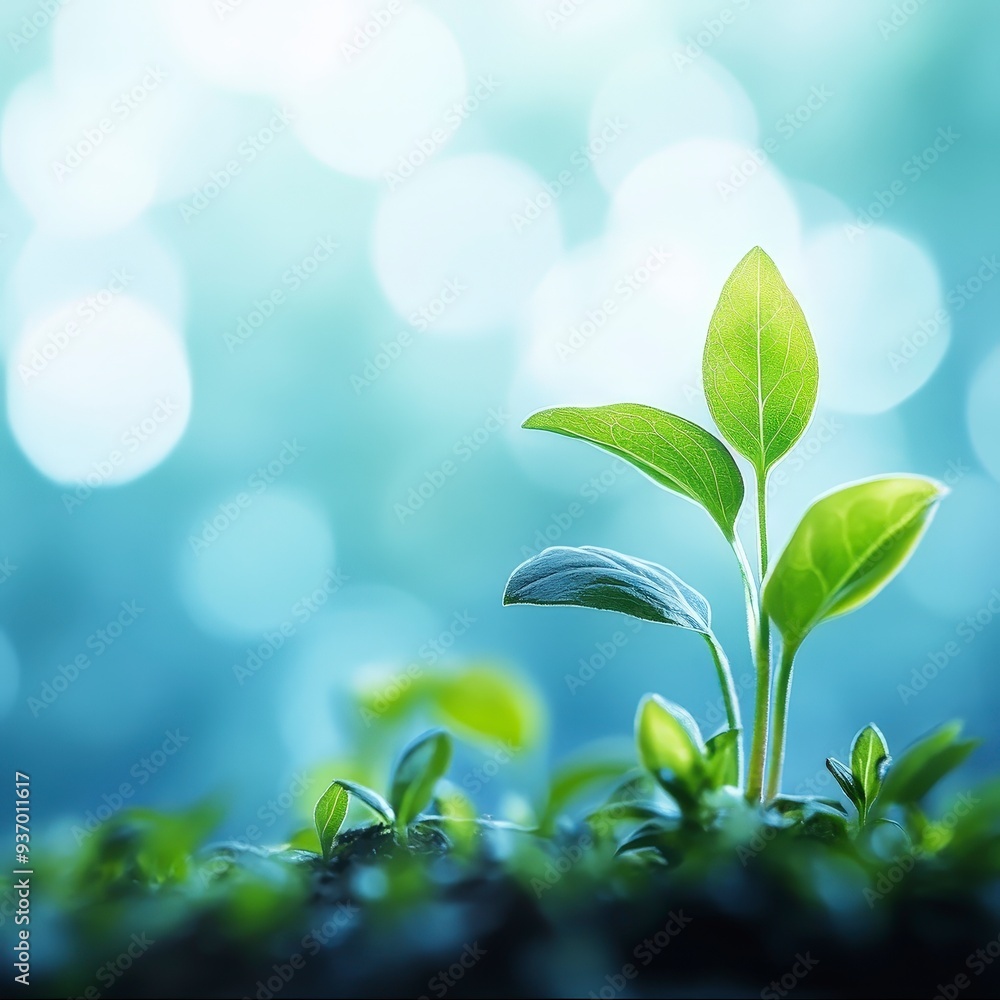 23080515 41 Growing plant on blurry blue nature background. AI generated image --v 6.1 Job ID: efde6508-9127-4171-99ef-32d71eeeb474 23080515 41 Growing plant on blurry blue nature background. AI generated image --v 6.1 Job ID: efde6508-9127-4171-99ef-32d71eeeb474