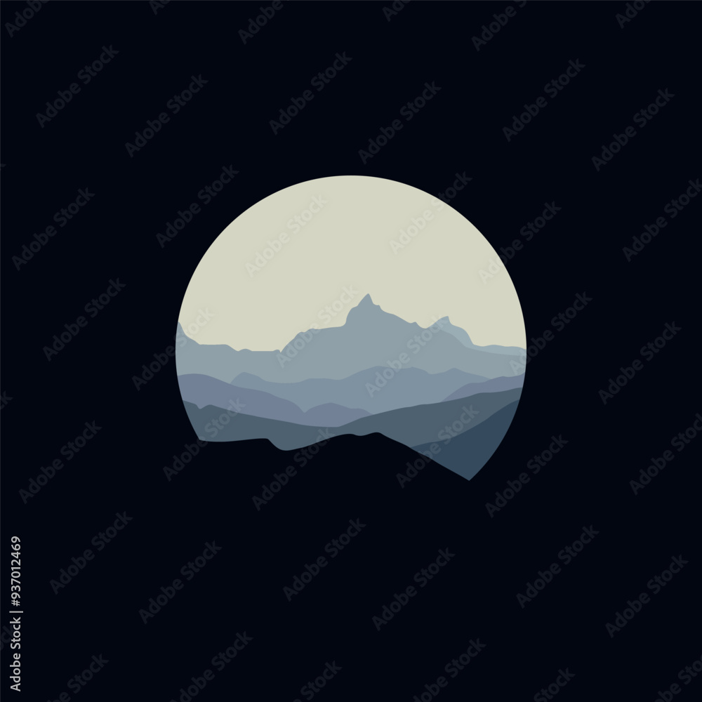 natural landscape in circle illustration vector. natural landscape in circle illustration vector.